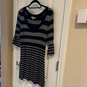 Striped Black and Gray Mini Dress
